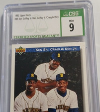 1992 Upper Deck #85 Ken Griffey Sr Jr Craig Griffey CSG Graded Mariners