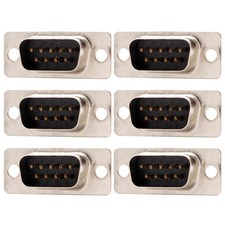 6 Pcs DB9 9 Pin RS232 Serial Port Male Connector Cup Solder Socket Assembly Gold