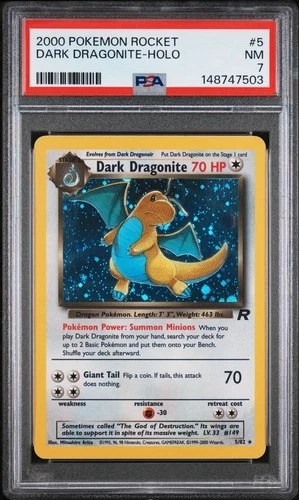 2000 POKEMON ROCKET #5 DARK DRAGONITE-HOLO PSA 7