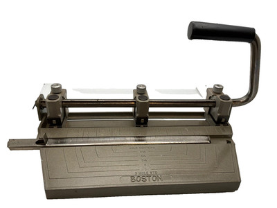 Boston Heavy Duty 3 Hole Adjustable Paper Punch Hunt Mfg USA 2lb 10oz Vintage