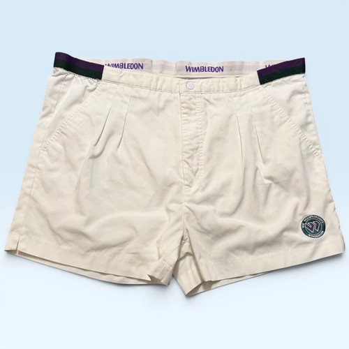 Wimbledon Tennis Shorts Mens FIT 38 White All England Club Logo Embroidered