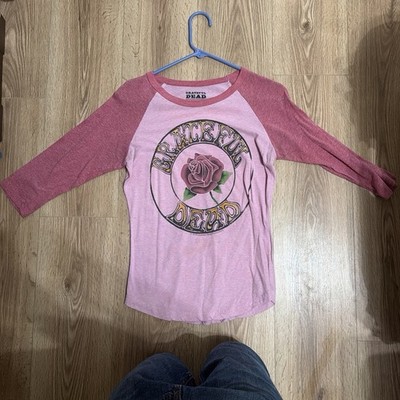Grateful Dead Pink Rose Graphic Raglan 3/4 Sleeve Shirt Size L (11-13)