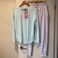 Peter Alexander Blue & Pink PA Logo Full Length Pyjama Set Size S - Gift Bag New