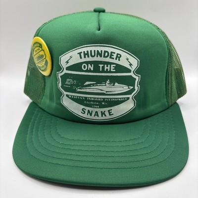 Vintage 1984 Thunder On The Snake Jet Boat Races SnapBack Trucker Hat & Pin RARE
