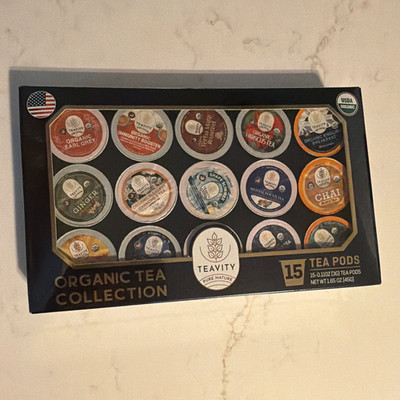 TEAVITY Organic Tea Collection USDA Organic Pod Variety Pack 15 Ct 16 oz
