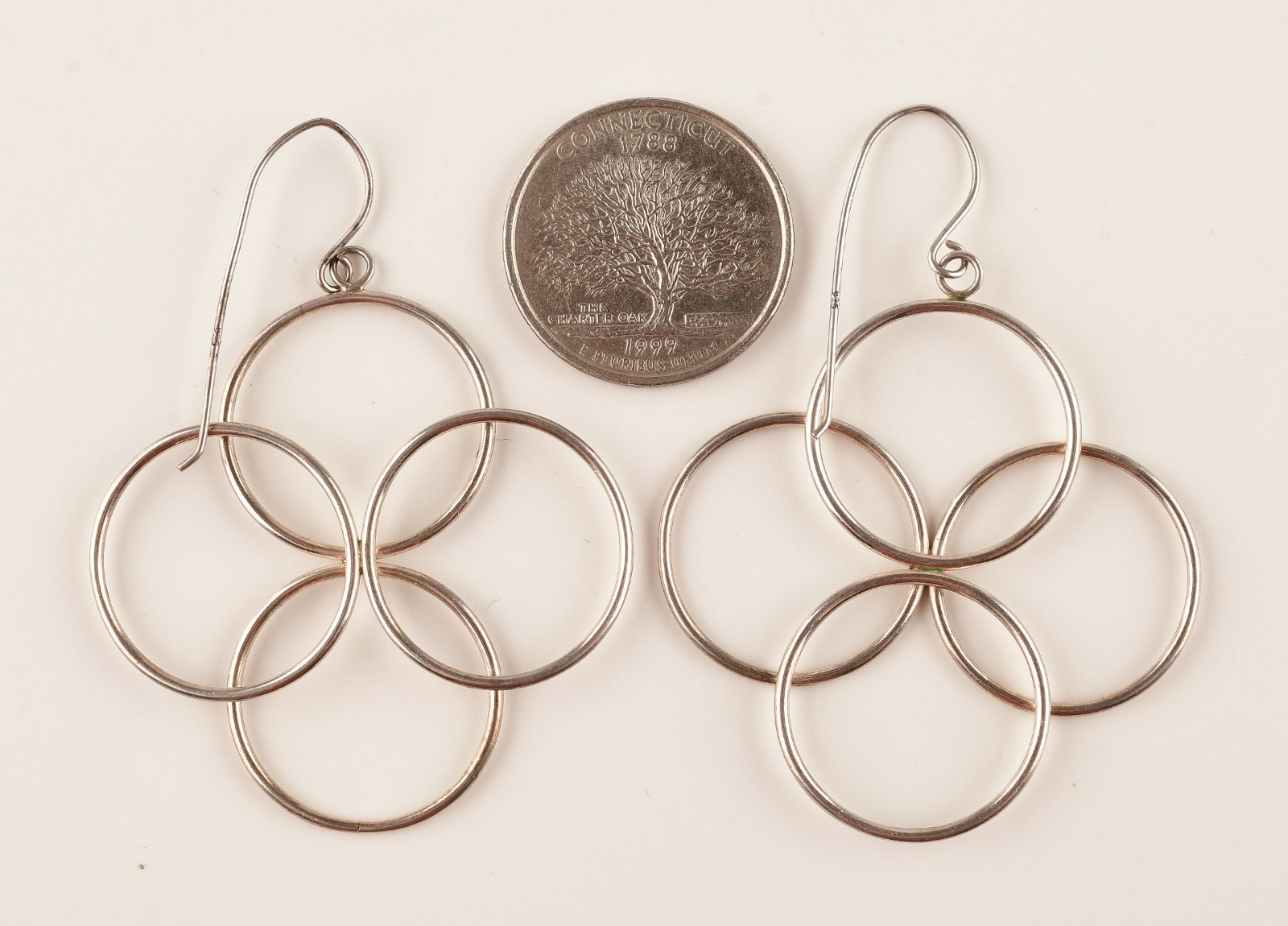 Sterling Silver Interlocking Circle Dangle Earrin… - image 2