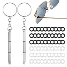 60 PCS Eyeglass Hinge Tighteners, Eyeglass Repair Kits and 2 PCS Screwdrivers