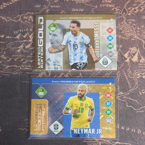 LIONEL MESSI PANINI ADRENALYN XL ROAD TO FIFA WORLD CUP QATAR 2022 CARD + Neymar