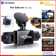 Dash Cam Front Rear Inside 1080P Night Vision Loop Recording G-sensor Car Camera