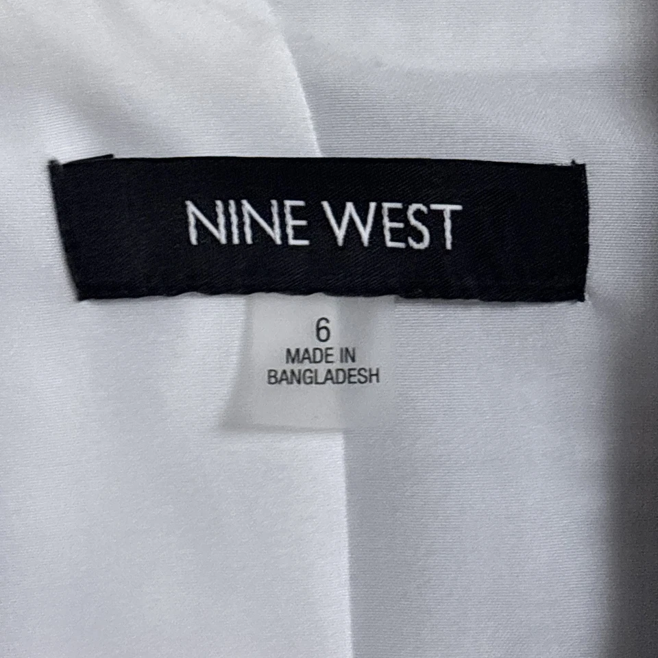 Blazer Nine West Mujer 6 Azul Marino Blanco Guinga Seersucker Chaqueta Trabajo Oficina Foto 4 de 4