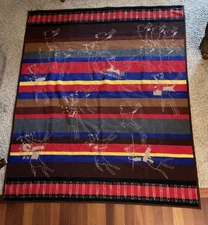 Vintage Pendelton Oregon Beaver State  blanket with a Buffalo Hunt theme 79x64