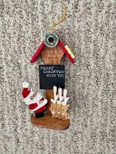 VTG 70's Emgee Corp Hawaii Santa And Reindeer with Bird House Christmas Ornament