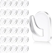 30 Pcs Clear Adhesive Wall Hooks for Hanging, Heavy Duty Removable Hooks, Plasti