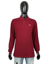Polo Lacoste Uomo Manica Lunga Cotone Rosso Bordeaux Tg 5 ( L )