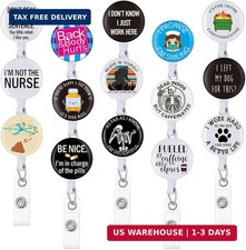 Gueevin 15 Pack Funny Badge Reel, Retractable Badge Holders, Nurse ID Clip