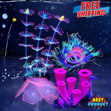 Glowing Silicone Coral Aquarium Fish Tank Decor Artificial Reef Plants Ornaments