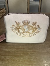 Juicy Couture Logo Rhinestones Faux Fur Cosmetic Makeup Bag W/ Travel Bottle NWT