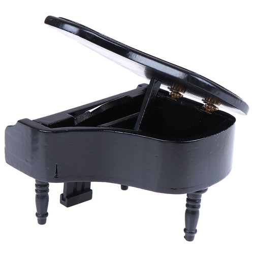 1:12 Dollhouse Miniature Black Wooden Grand Piano with Stool Model Play T.yp - Picture 4 of 12