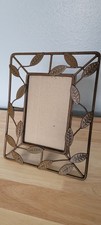 Vintage Bronze Metal Leaf & Vine Picture Frame Rustic Botanical Easel Back 4x6