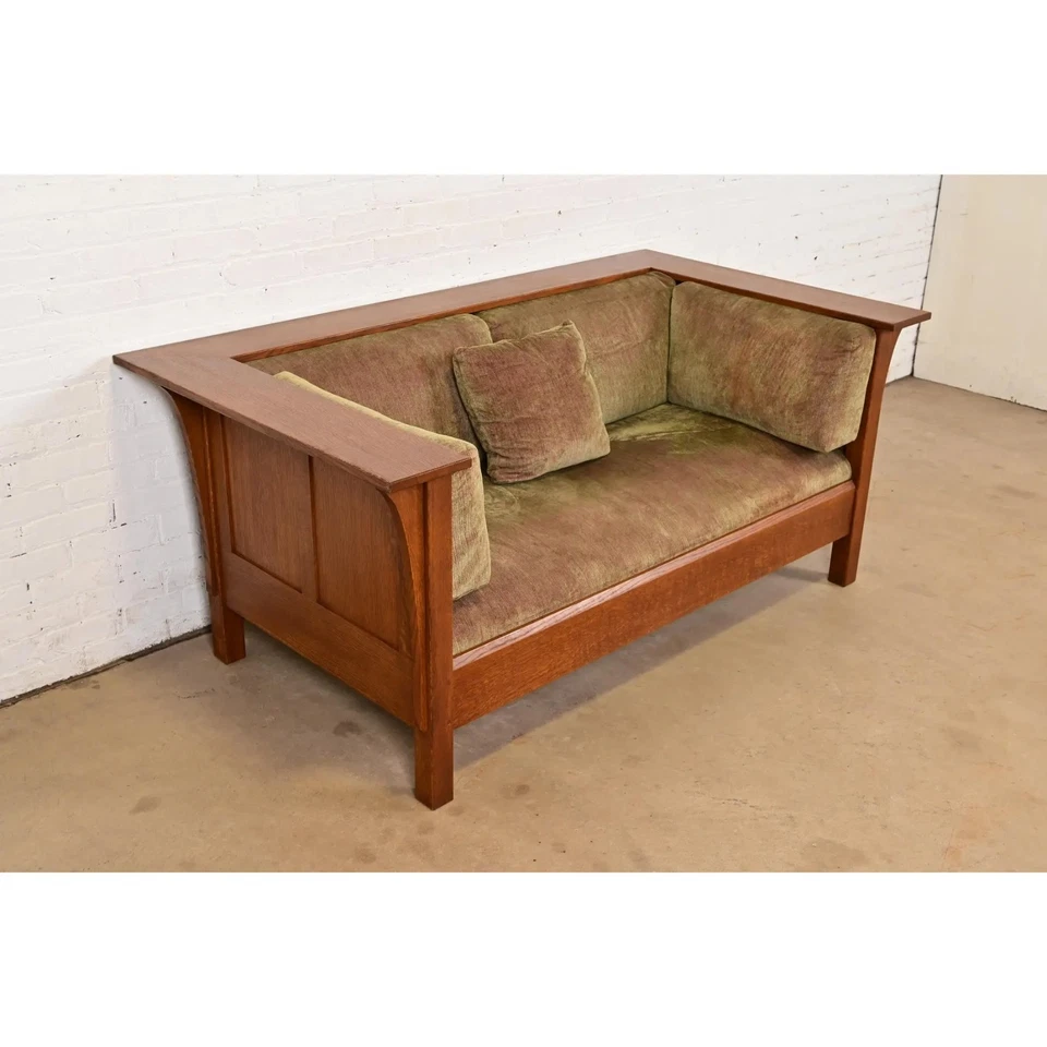 Stickley Mission Oak Arts and Crafts Settle Sofa or Loveseat - Image 4 of 4