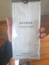 NIB Sealed George Handkerchiefs Set of 6 100 Cotton White