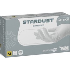 100 X New Med Stardust White Latex Gloves Size M