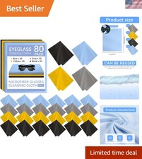 80 Pack Microfiber Cleaning Cloth for Glasses, Multi-Color Eye Glasses Cleaning