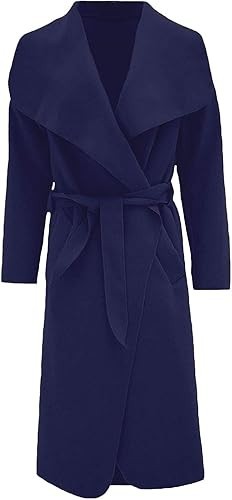 Womens Italian Long Trench Coat Open Front Duster Maxi Longline Jacket CasualFit - Picture 43 of 70