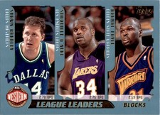 2001-02 TOPPS BLOCKS LEADERS SHAQUILLE O'NEAL, MUTOMBO, BRADLEY #219 NM