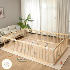 Playpen Large Foldable Play Pen for Toddlers 1-3,Easy Assemble Play Yard Wood...
