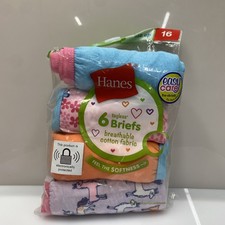 Hanes 6-pack Size 16 Girls Tagless Hipster Panties- in Damage package