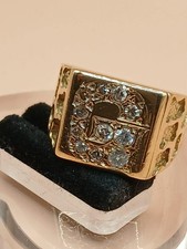 Heavy gents 9 carat gold diamond ring size T 12.87 grams