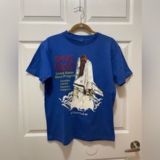Space Coast Shirt Short Sleeve Size M Florida Made in USA Blue Graphic