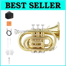 Beginner-Friendly Gold Pocket Trumpet Bb with Durable Valve System & Essentials