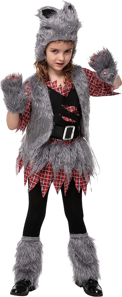 Kids Werewolf Costume Set - Scary Halloween Outfit for Girls - Image 3 of 4