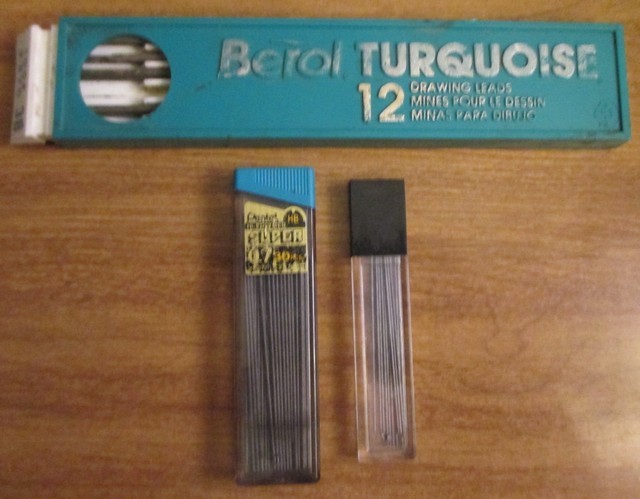 Berol Turq. #2375 3B Refills, 1 Pentel Super Hi-Polymer 7mm HB, 1 Unmarked Tube