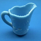 Vintage WREATHED CHERRY Blue Slag Glass Creamer Westmoreland/LG Wright