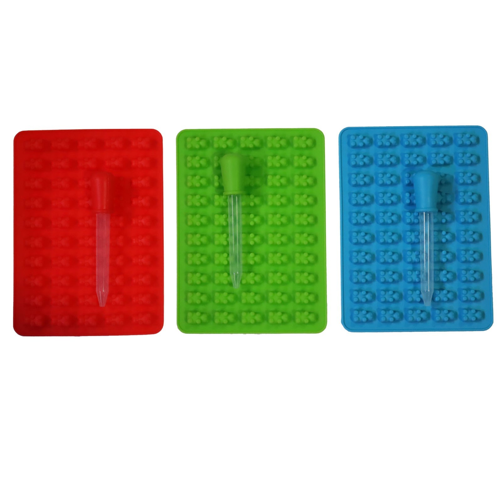 3pcs Gummy Bear Mold Silicone Candy Making Supplies with 3 Droppers