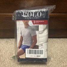 Polo Ralph Lauren Slim Fit Crew-Neck T-Shirt Mens Medium White 3 Pack Stetch