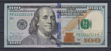 United States of America USA 100 Dollars, 2017  LOW SERIAL 11112111  UNC &364