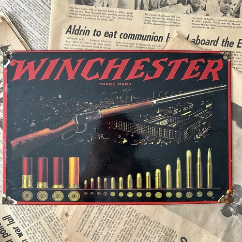 VINTAGE WINCHESTER AMMUNITION 8X12 INCHES PORCELAIN ENAMEL SIGN