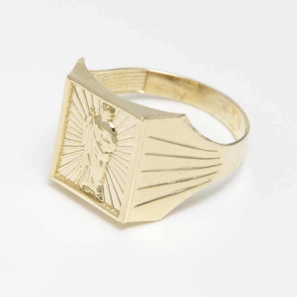 Saint Jude Signet Ring Real Solid 10K Yellow Gold All Sizes - Image 2 of 4