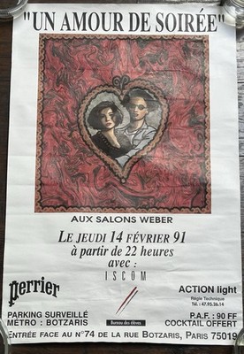 Vintage 1991 Paris France Un Amour de Soiree ISCOM Perrier Promotional Print