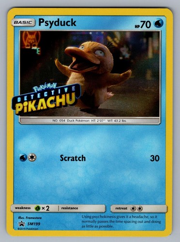 Psyduck - (Detective Pikachu Stamped) SM199 Holo Sun & Moon Promo Pokemon NM