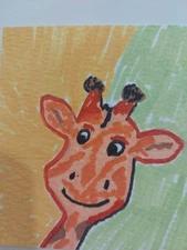 GAT ORIGINAL  Impressionism Painting  Signed 3x3 Jungle Safari Giraffe Animal 