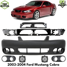 Front Bumper Cover Primed Plastic Fog Lights For 2003-2004 Ford Mustang Cobra Front Bumper Cover Primed Plastic Fog Lights For 2003-2004 Ford Mustang Cobra