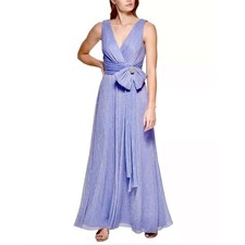 NWT Eliza J Periwinkle Shimmer Bow Detail Formal Dress Size 12P