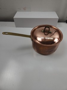 Vintage Paul Revere Brass Handled Copper  Saucepan 1  Quart With Lid 1776-1976