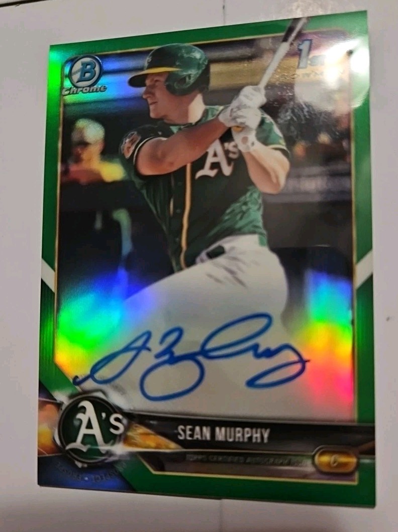 2018 Bowman Chrome Sean Murphy #'d /99 Green Refractor Auto 1st Prospect RC A's