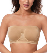 Women'S Non Padded Strapless Bra Underwire Bandeau Seamless Multiway Supportive